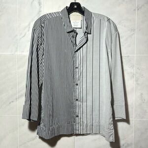 Black and White Striped Men's Shirt